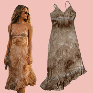 Vintage Y2K Le Château Slip Dress Size S Made in USA Lace Hem